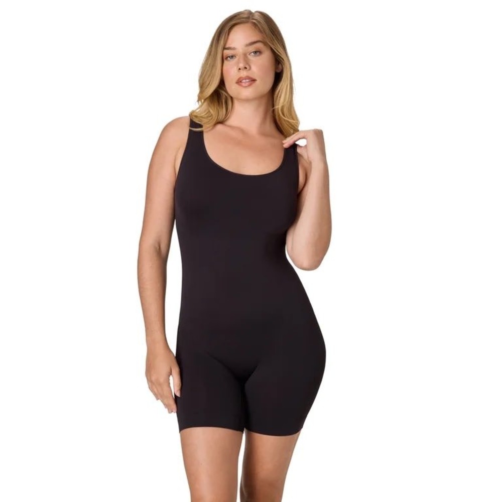 Maidenform Women's 2XL Bodysuit Black Seamless Mid Thigh Firm Control NEW